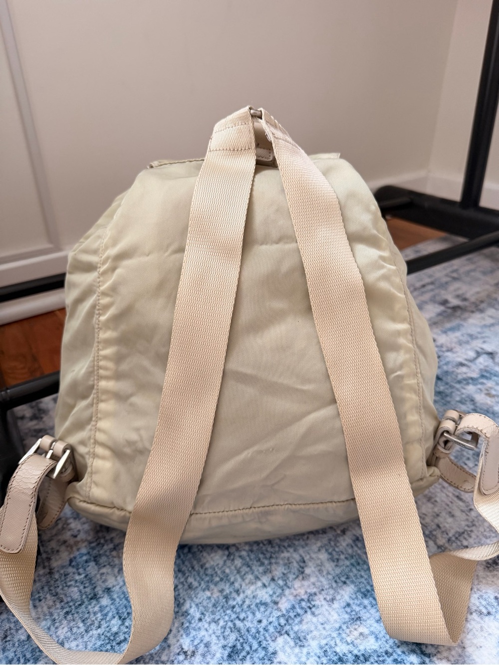 Prada Light Beige Nylon Drawstring Backpack - Picture 3 of 10